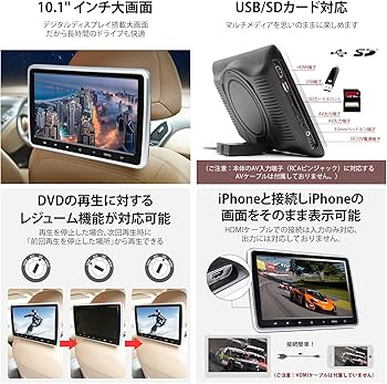 Amazon.co.jp: ヘッドレストモニター 2台セット EONON DVDプレーヤー